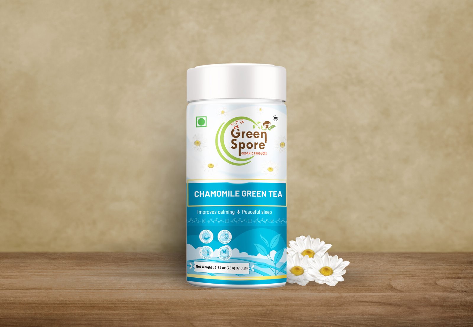 Set of glossy metal jar mockup on gray background. Template packaging food, cosmetics, chemistry different size big, medium, small. 3D rendering Chamomile Green Tea - Image 1