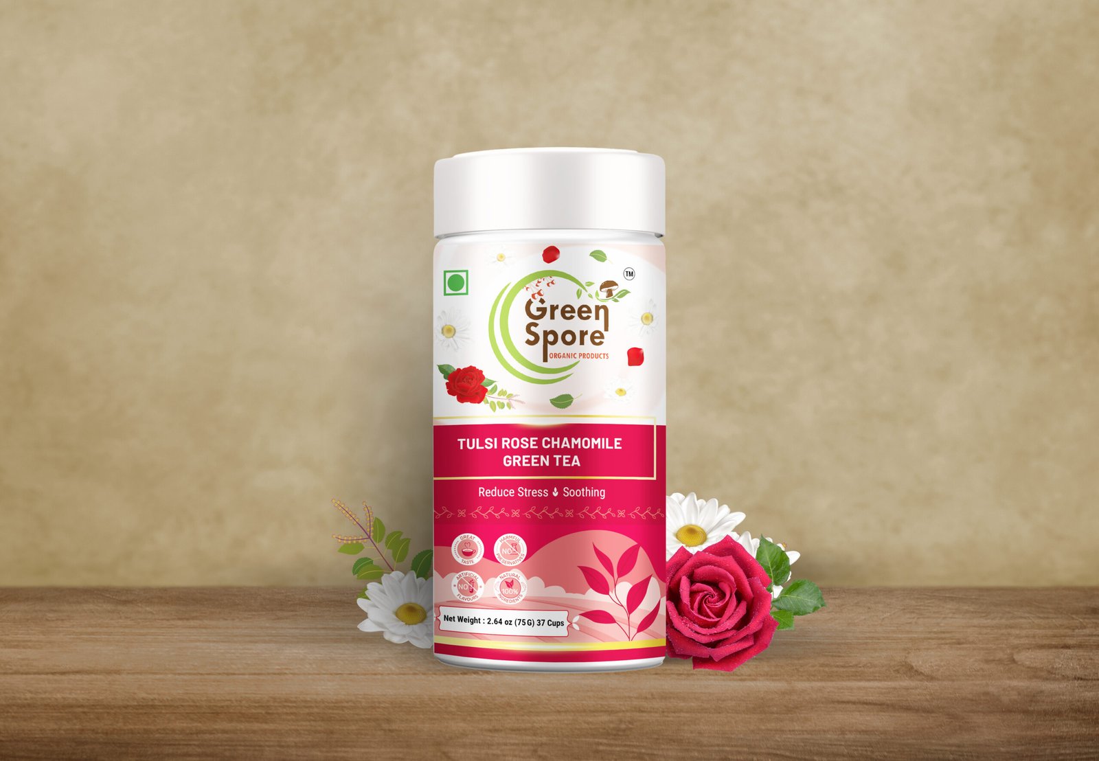 Set of glossy metal jar mockup on gray background. Template packaging food, cosmetics, chemistry different size big, medium, small. 3D rendering Tulsi Rose Chamomile Green Tea - Image 1